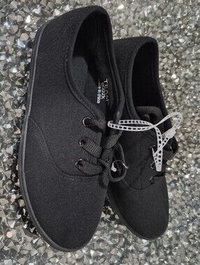 Black Canvas Girl's Casual Lace-Up Shoes